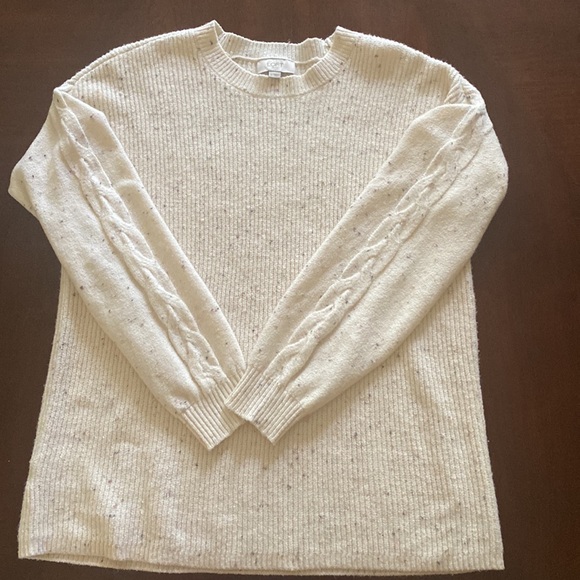 EUC LOFT Outlet Cream Flecked Crew Neck Sweater, MEDIUM - Picture 3 of 4